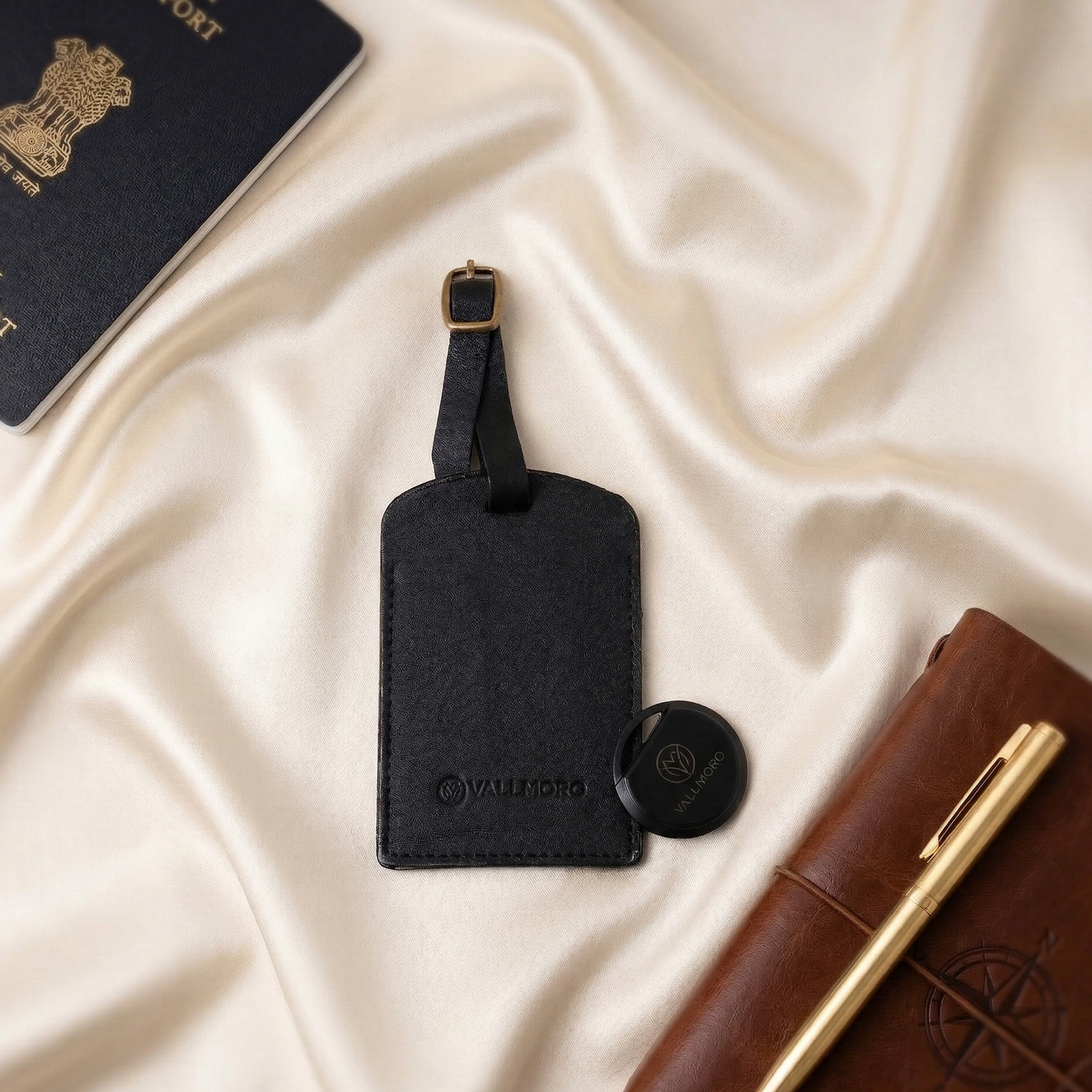 smart luggage tracker for secure travel and location monitoring comes along with leather luggage tag