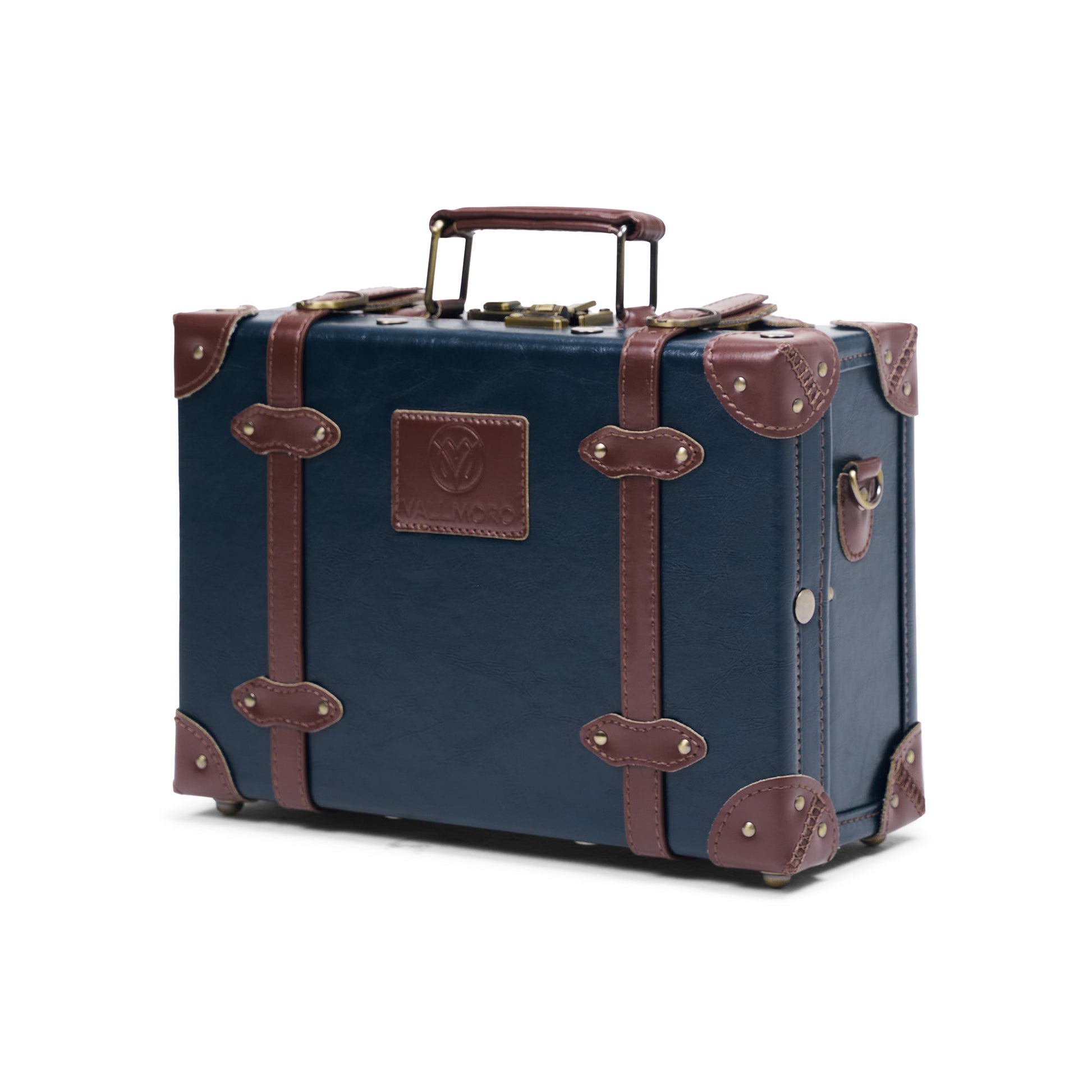 compact 13 inch hard shell luggage trunk side profile structured build