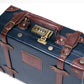 compact hard shell luggage with vegan leather exterior finish detail