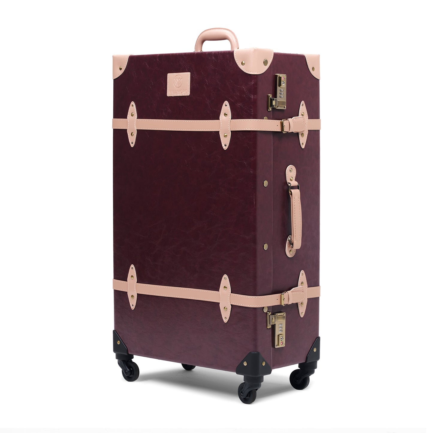 large hard shell luggage side view durable long travel structured build