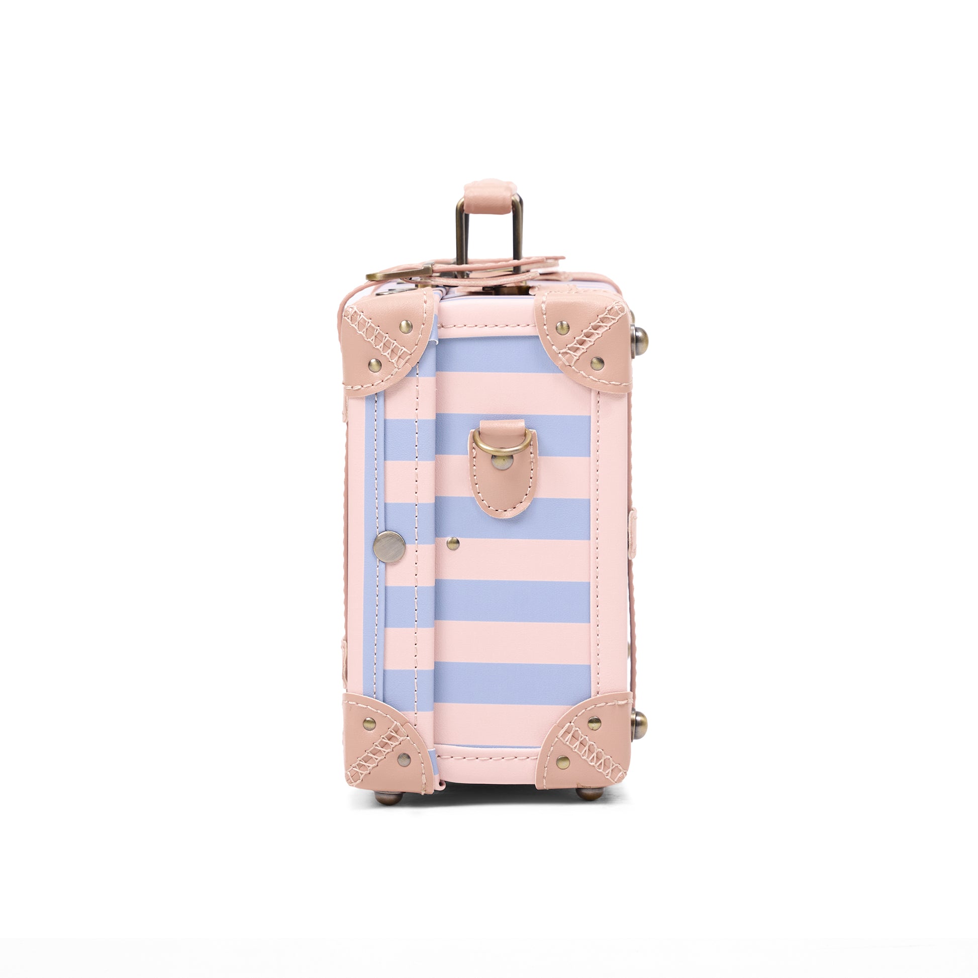 compact 13 inch hard shell luggage trunk side profile structured build
