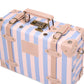 compact hard shell luggage with vegan leather exterior finish detail