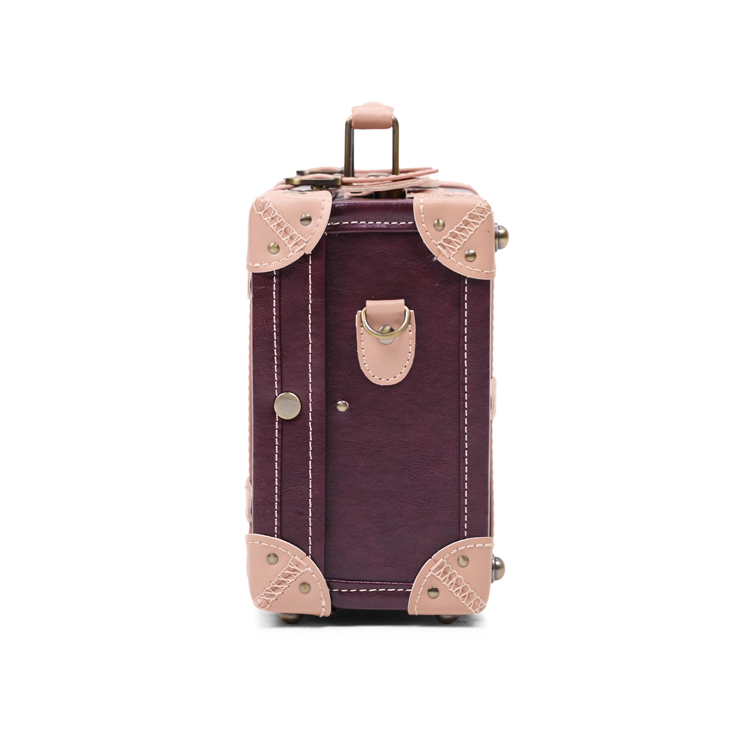 compact 13 inch hard shell luggage trunk side profile structured build