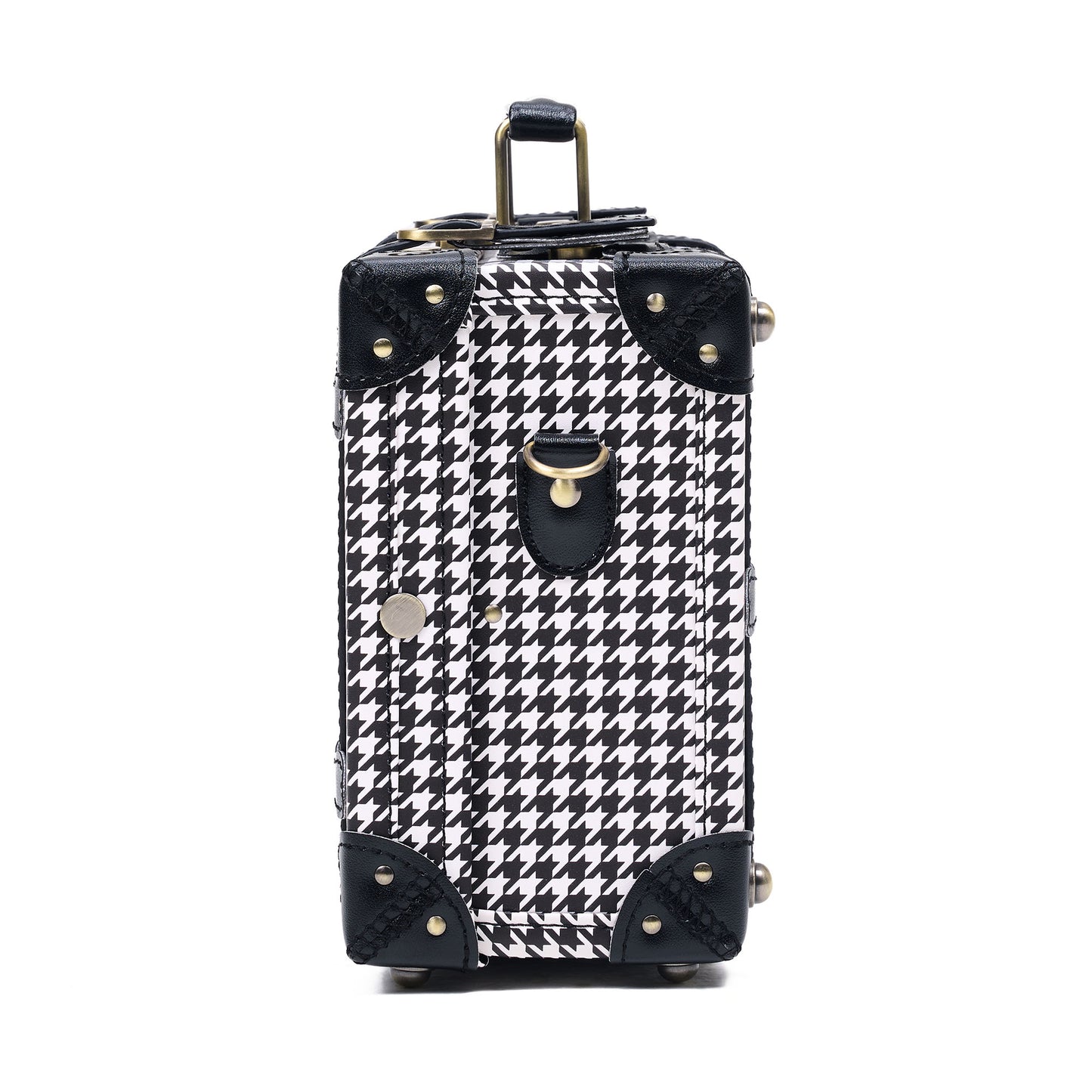 compact 13 inch hard shell luggage trunk side profile structured build