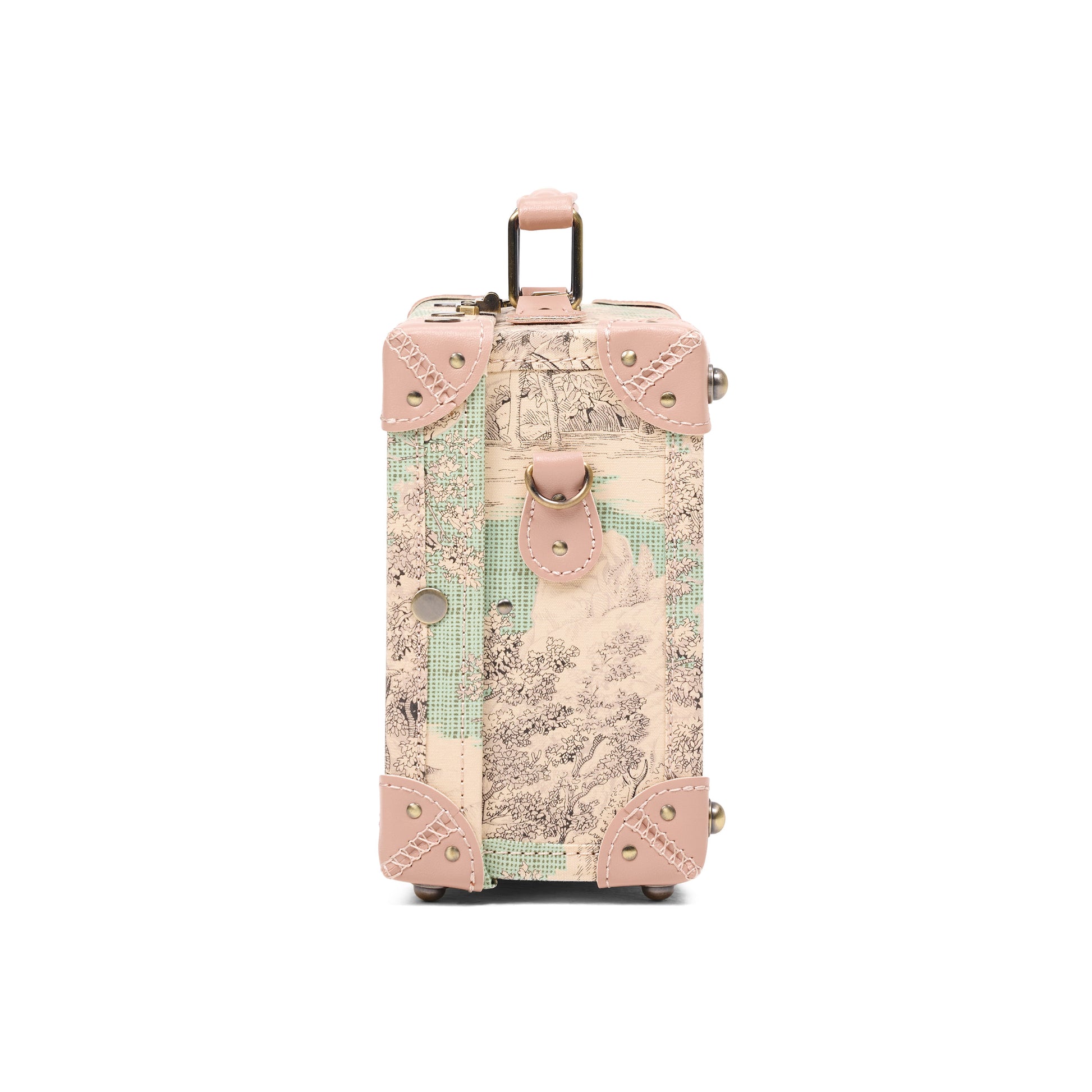 compact 13 inch hard shell luggage trunk side profile structured build