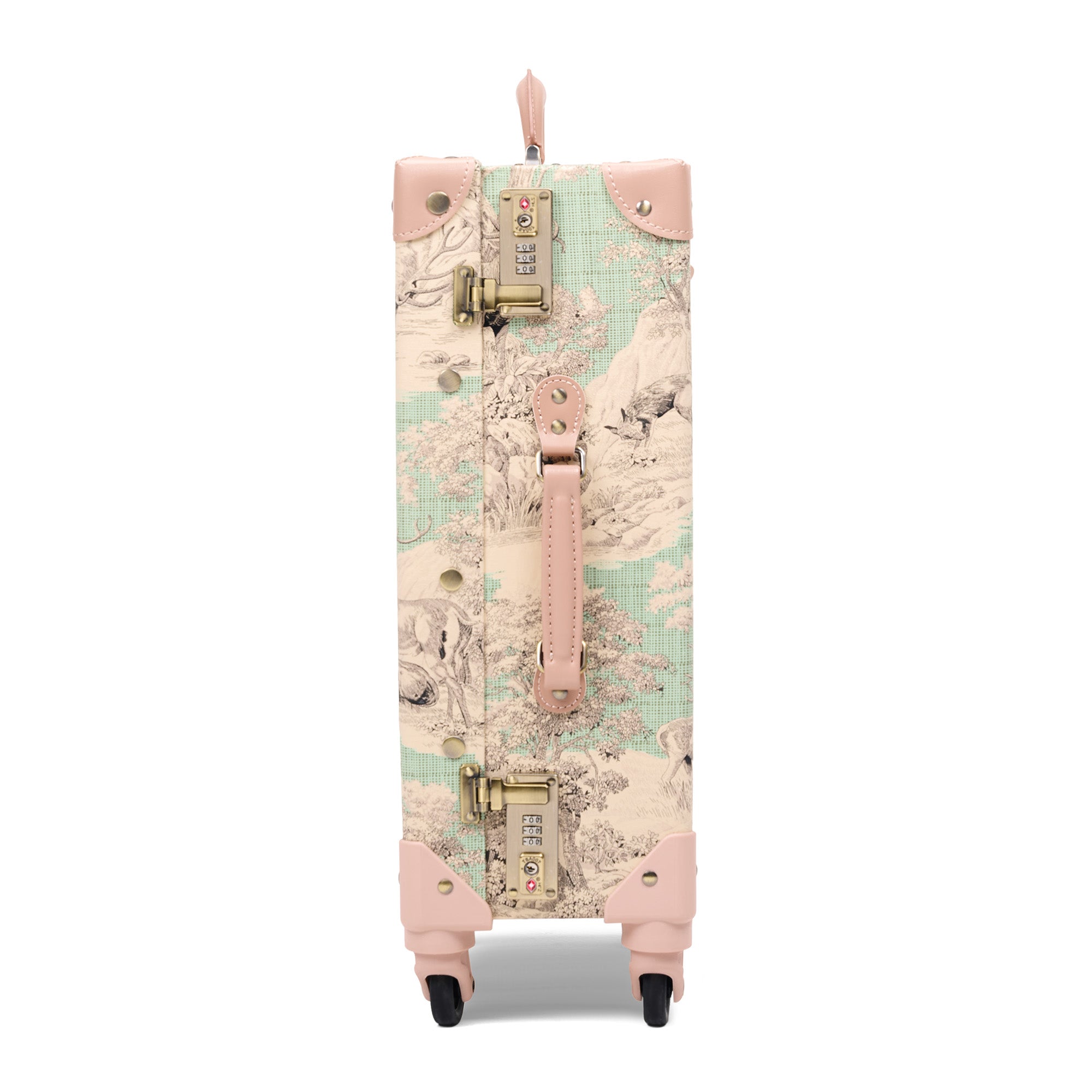 carry -on  premium, handcrafted, hard shell luggage side view durable long travel structured 